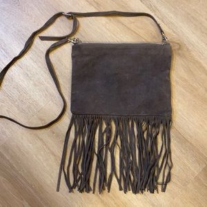 Grey Suede Fringe purse